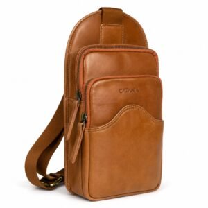 Premium Leather Crossbody Bag (Tan)