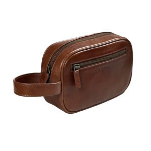 Premium Compact Leather Toiletry Kit – Travel Organizer with Waterproof Lining