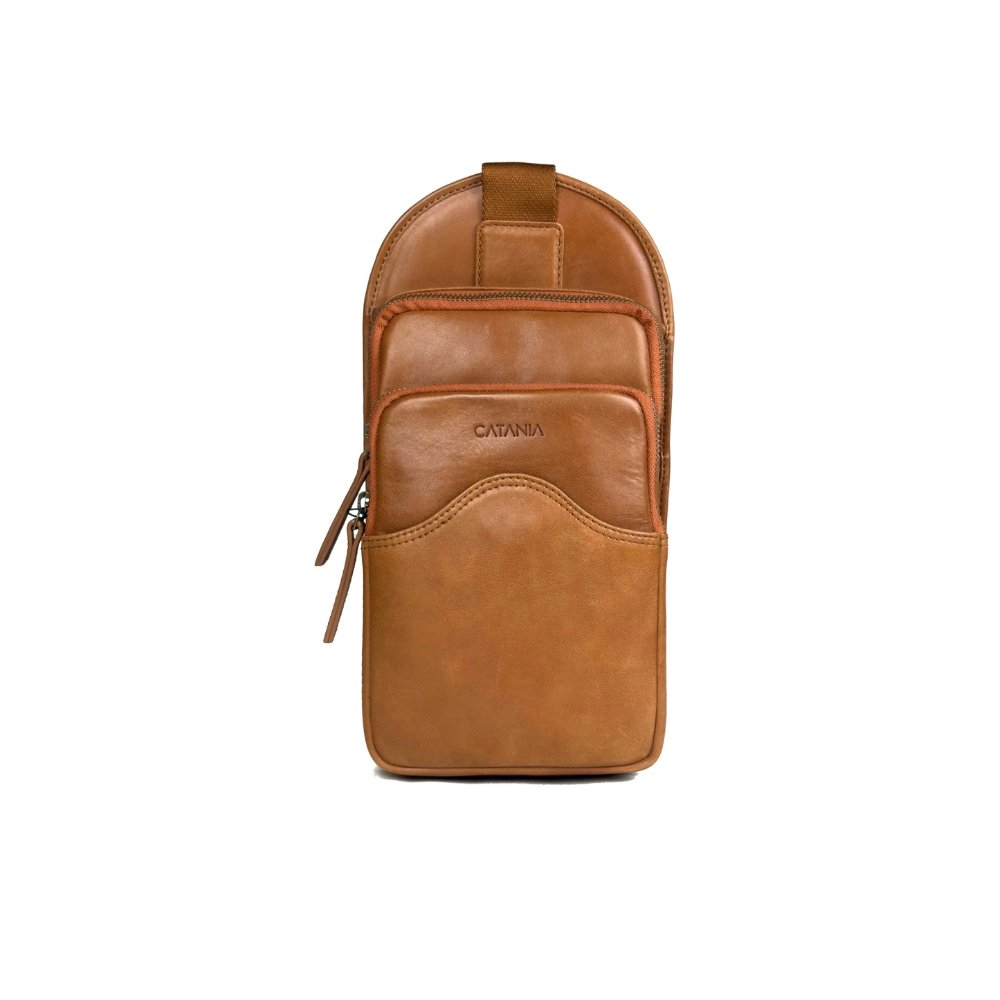 Premium Leather Crossbody Bag (Tan)