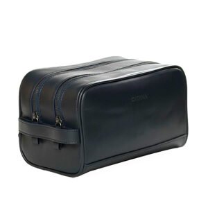 Premium Double Zipper Leather Toiletry Bag – Travel Organizer with Multiple Compartments