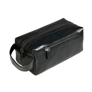 Leather Toiletry Kit – Compact Travel Organizer with Front Pocket