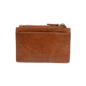 Premium Leather Card Holder with Zipper Pocket – Slim Cow Leather Wallet (Black & Brown)