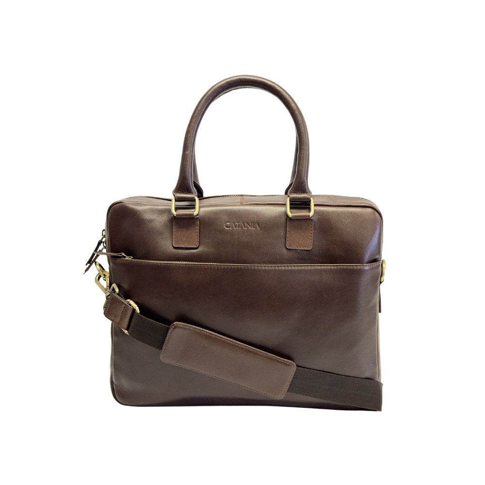 Leather Laptop Work Bag 15 Inch Slim Office Bag (Brown & Black)