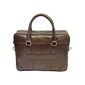 Leather Laptop Work Bag 15 Inch Slim Office Bag (Brown & Black)