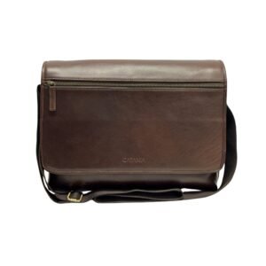 Leather Laptop Messenger Bag 15 Inch (Black & Brown)