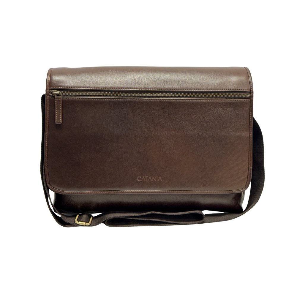 Leather Laptop Messenger Bag 15 Inch (Black & Brown)