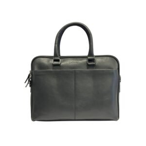 Leather Laptop Bag 15 Inch with Dual Compartment (Brown & Black)