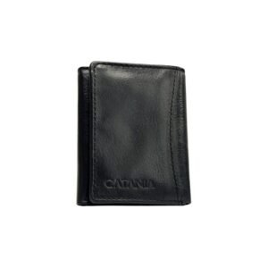 Premium Leather Trifold Wallet with RFID Protection – Compact Wallet with ID Window (Black & Brown)