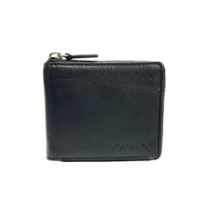 Premium Leather Zip Around Wallet with RFID Protection – Secure Zipper Wallet (Black & Brown)
