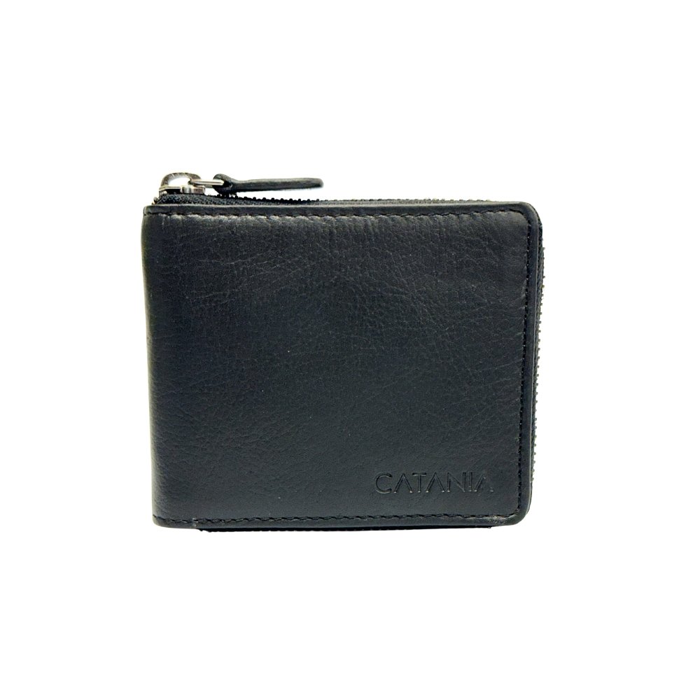 Premium Leather Zip Around Wallet with RFID Protection – Secure Zipper Wallet (Black & Brown)